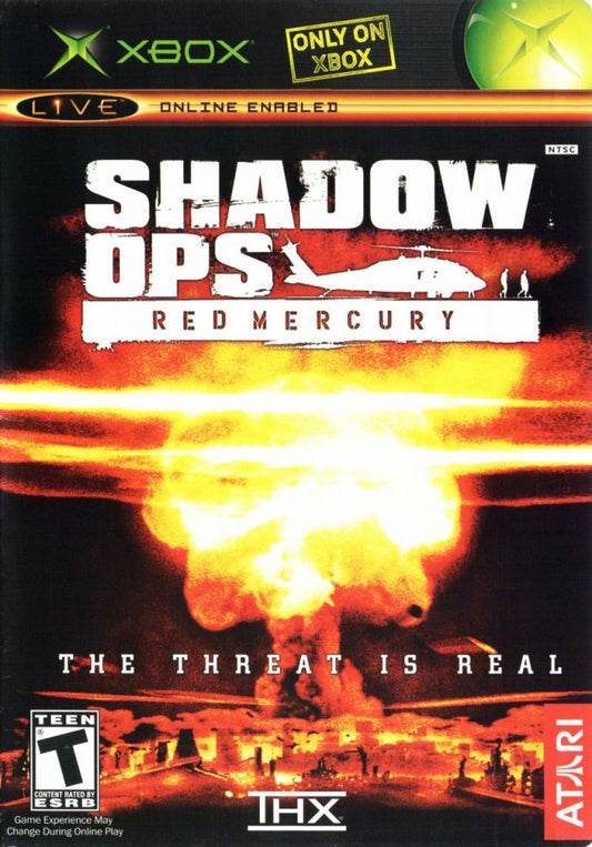 Shadow Ops: Red Mercury retro Xbox video game Shadow Ops Red Mercury military first person shooter tactical combat modern warfare mission based FPS console title Xbox release cover art