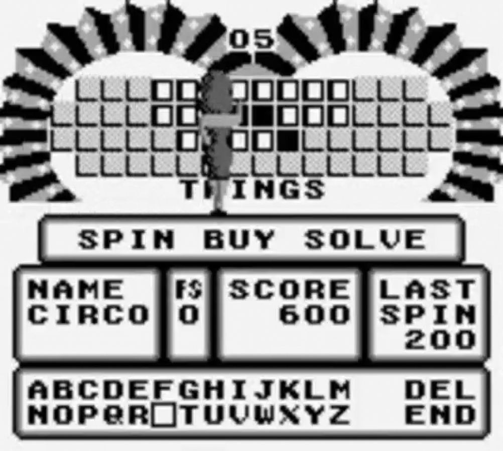 Wheel of Fortune gameplay for Game Boy (GB) video game 