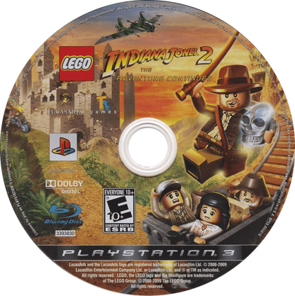 LEGO Indiana Jones 2 The Adventure Continues PlayStation 3 action-adventure sequel featuring the original trilogy plus Crystal Skull content level creator brick-building puzzle solving humor Indiana Jones Marion characters cooperative gameplay disc