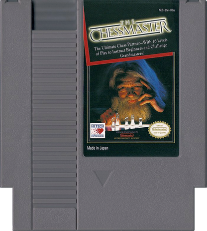 The Chessmaster Nintendo Entertainment System NES for strategy video game fans featuring classic chess gameplay multiple difficulty levels computer AI opponents instructional tutorials skill building practice modes timeless board game competition retro Nintendo gaming collectible gaming appeal cartridge