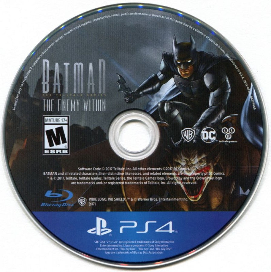 Batman: The Enemy Within disc for PlayStation 4 (PS4) episodic action-adventure video game