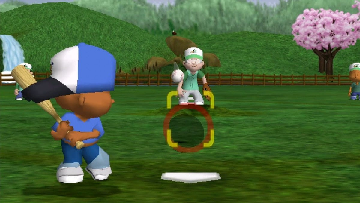 Backyard Baseball game for the PlayStation 2 featuring arcade style baseball gameplay with kid friendly characters real MLB players and fun backyard fields with accessible controls and multiplayer modes gameplay