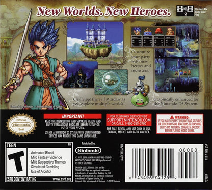 Dragon Quest VI Realms of Revelation Nintendo DS video game, JRPG, fantasy adventure, turn-based combat, classic Dragon Quest title back cover art