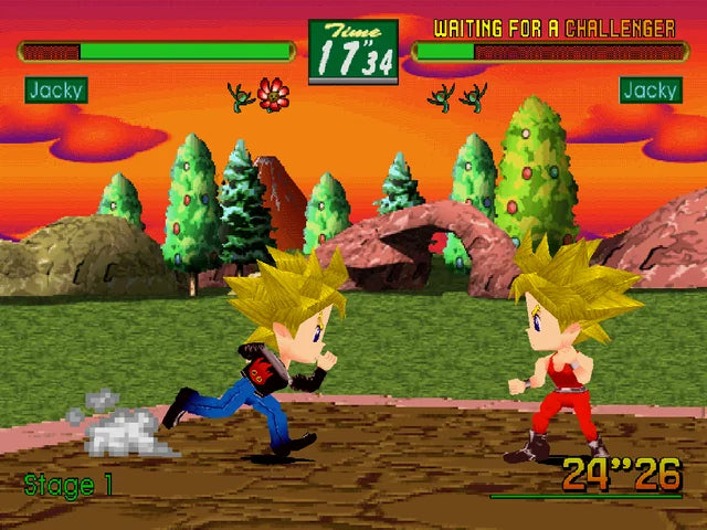 Virtua Fighter Kids Sega Saturn 3D fighting game super deformed chibi versions of Virtua Fighter characters arcade combat simplified mechanics Sega AM2 versus battles retro gaming Sega Saturn software video game title gameplay 
