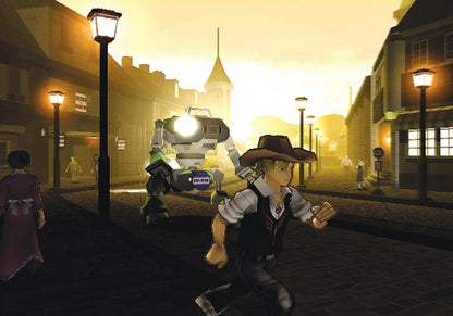 Steambot Chronicles PS2 Sony PlayStation 2 action adventure RPG sandbox gameplay mech combat trotmobile customization open world exploration music rhythm elements story driven Irem unique gameplay PlayStation 2 software video game title gameplay