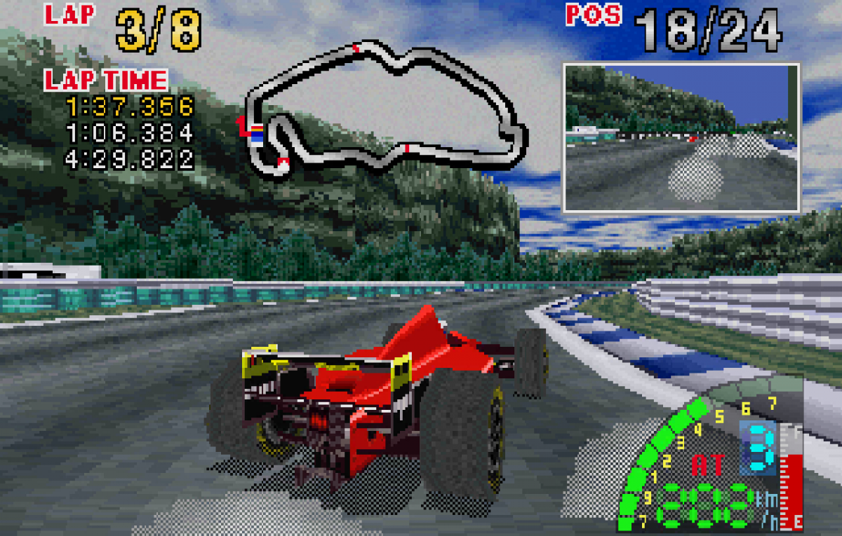 F1 Challenge Sega Saturn Formula One racing game simulation style motorsport racing circuits realistic driving physics championship mode cockpit and third person racing Sega licensed F1 gameplay retro gaming Sega Saturn software video game title gameplay 
