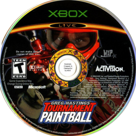 Greg Hastings Tournament Paintball disc for Xbox (XBOX) video game