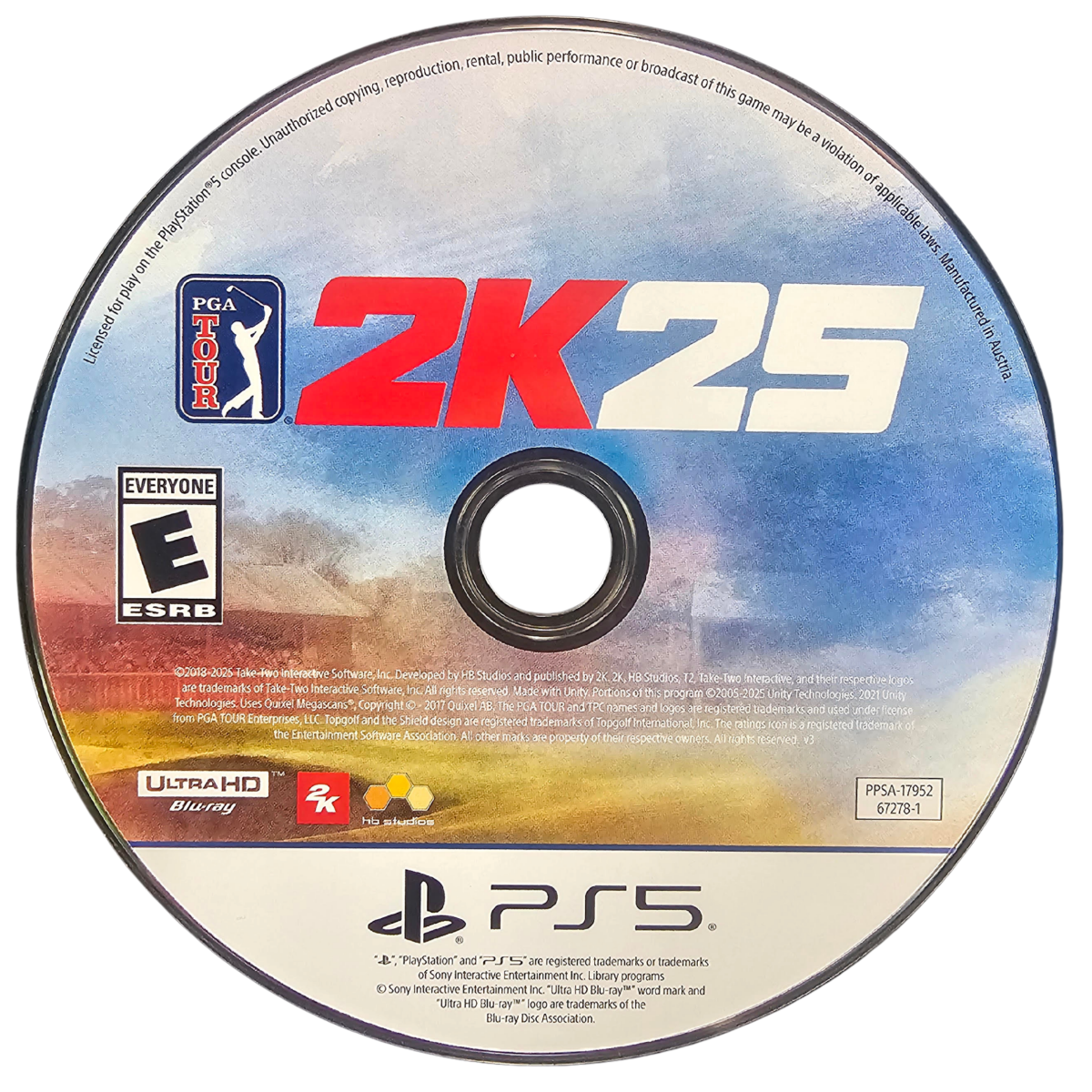 PGA Tour 2K25 PlayStation 5 PS5 video game featuring realistic golf simulation gameplay professional golfers championship tournaments world famous golf courses precision swing mechanics putting challenges course customization MyCAREER mode online multiplayer competitive golf matches and authentic sports presentation classic PlayStation 5 sports gaming retro video game collection collectible gaming appeal game disc