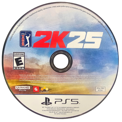 PGA Tour 2K25 PlayStation 5 PS5 video game featuring realistic golf simulation gameplay professional golfers championship tournaments world famous golf courses precision swing mechanics putting challenges course customization MyCAREER mode online multiplayer competitive golf matches and authentic sports presentation classic PlayStation 5 sports gaming retro video game collection collectible gaming appeal game disc