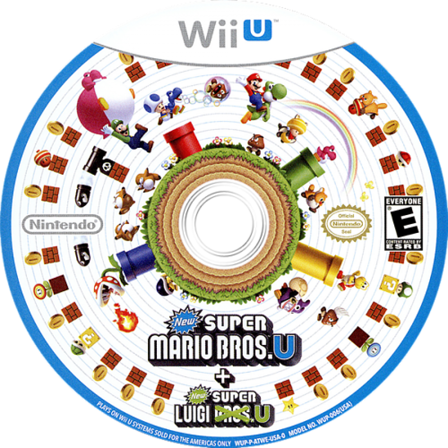 New Super Mario Bros. U + New Super Luigi U disc cover art for Nintendo Wii U (WiiU) video game