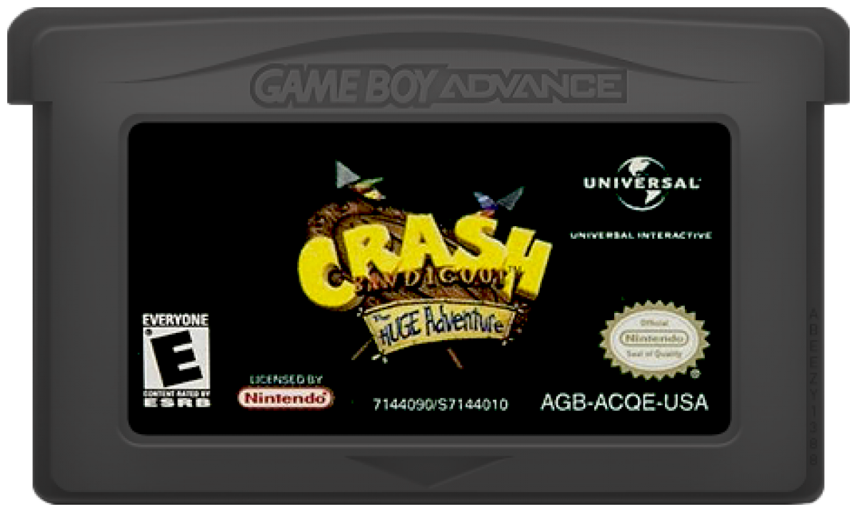 Crash Bandicoot The Huge Adventure – Game Boy Advance: Classic platforming action with Crash racing through colorful levels and collecting iconic power-ups cartridge