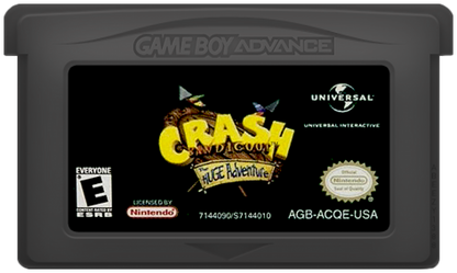 Crash Bandicoot The Huge Adventure – Game Boy Advance: Classic platforming action with Crash racing through colorful levels and collecting iconic power-ups cartridge