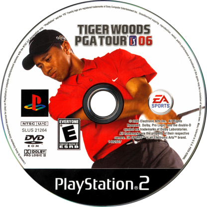 Tiger Woods PGA Tour 06 – PlayStation 2 (PS2) video game disc, golf sports simulation.
