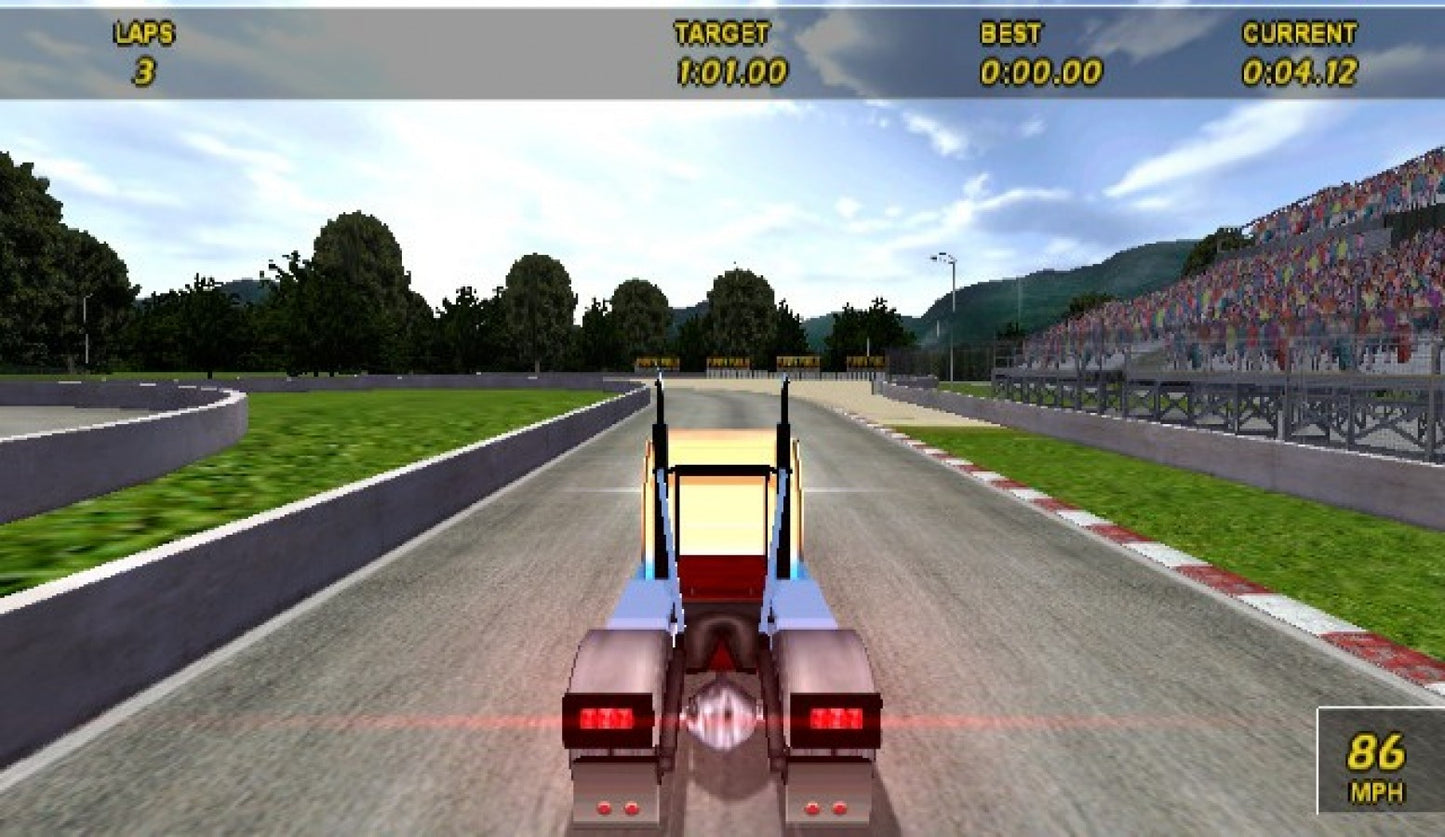 Truck Racer gameplay art for Nintendo Wii (Wii) featuring high‑speed arcade racing with powerful trucks, customizable vehicles, and competitive track challenges.