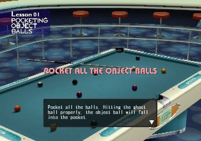 Q-Ball Billiards Master – PlayStation 2 (PS2) video game gameplay, cue sports simulation game.