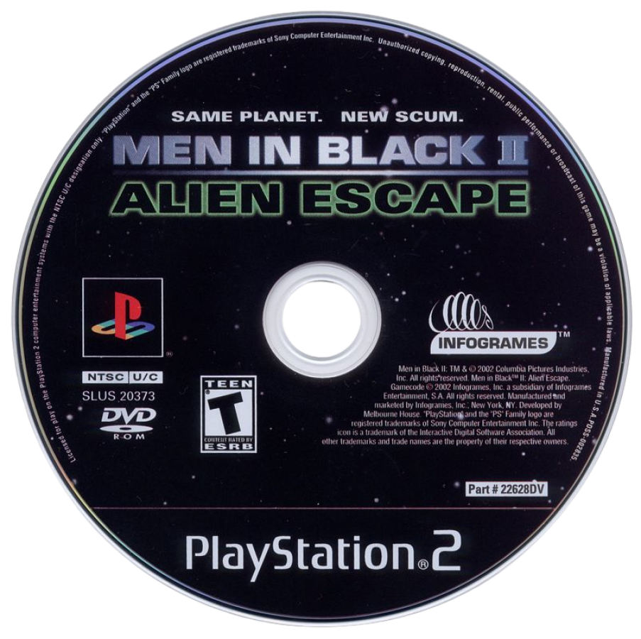 Men In Black II Alien Escape PlayStation 2 retro video game third person shooter disc (2002)