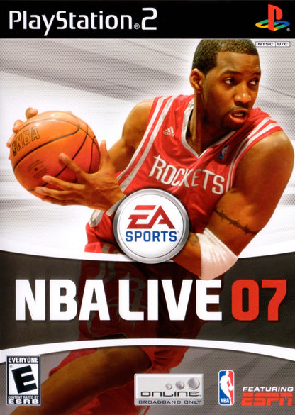NBA Live 2007 PlayStation 2 inspired design featuring realistic basketball simulation aesthetic licensed NBA teams and players authentic arena atmosphere fast paced court action franchise mode gameplay competitive sports gaming nostalgic PS2 presentation front cover