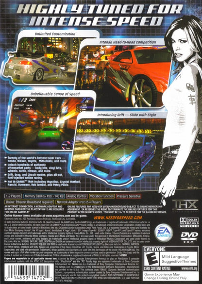 Need for Speed: Underground – PlayStation 2 (PS2) street racing video game back of case