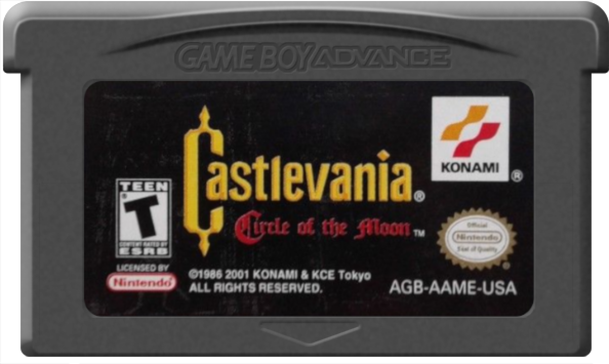 Castlevania: Circle of the Moon Nintendo Game Boy Advance GBA for action adventure metroidvania retro video game fans featuring vampire hunting gothic castles platforming exploration magical abilities powerful weapons challenging bosses classic handheld gaming collectible gaming appeal cartridge
