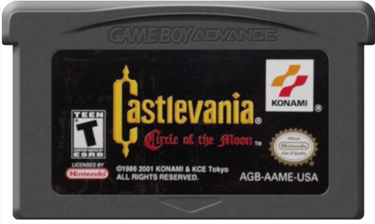 Castlevania: Circle of the Moon Nintendo Game Boy Advance GBA for action adventure metroidvania retro video game fans featuring vampire hunting gothic castles platforming exploration magical abilities powerful weapons challenging bosses classic handheld gaming collectible gaming appeal cartridge