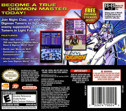 Digimon World: Dusk back of case for Nintendo DS (DS) monster-raising RPG adventure video game