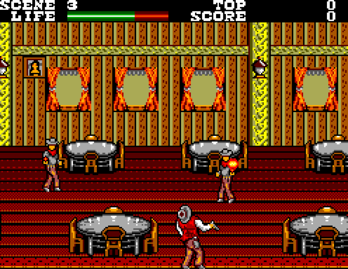 Wanted Sega Master System SMS for arcade action shooting video game fans featuring western themed gunfights side scrolling gameplay enemy outlaws challenging stages weapon upgrades fast paced combat and classic Sega Master System gameplay collectible retro gaming appeal gameplay