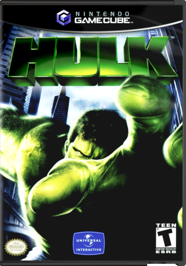 Hulk for GameCube featuring destructive action gameplay as the Incredible Hulk in an open environment front cover