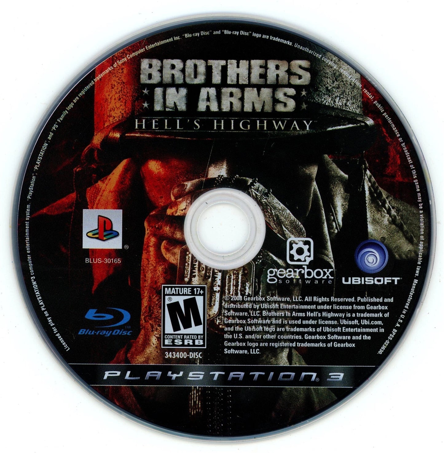 Brothers in Arms: Hell's Highway disc for PlayStation 3 (PS3) video game