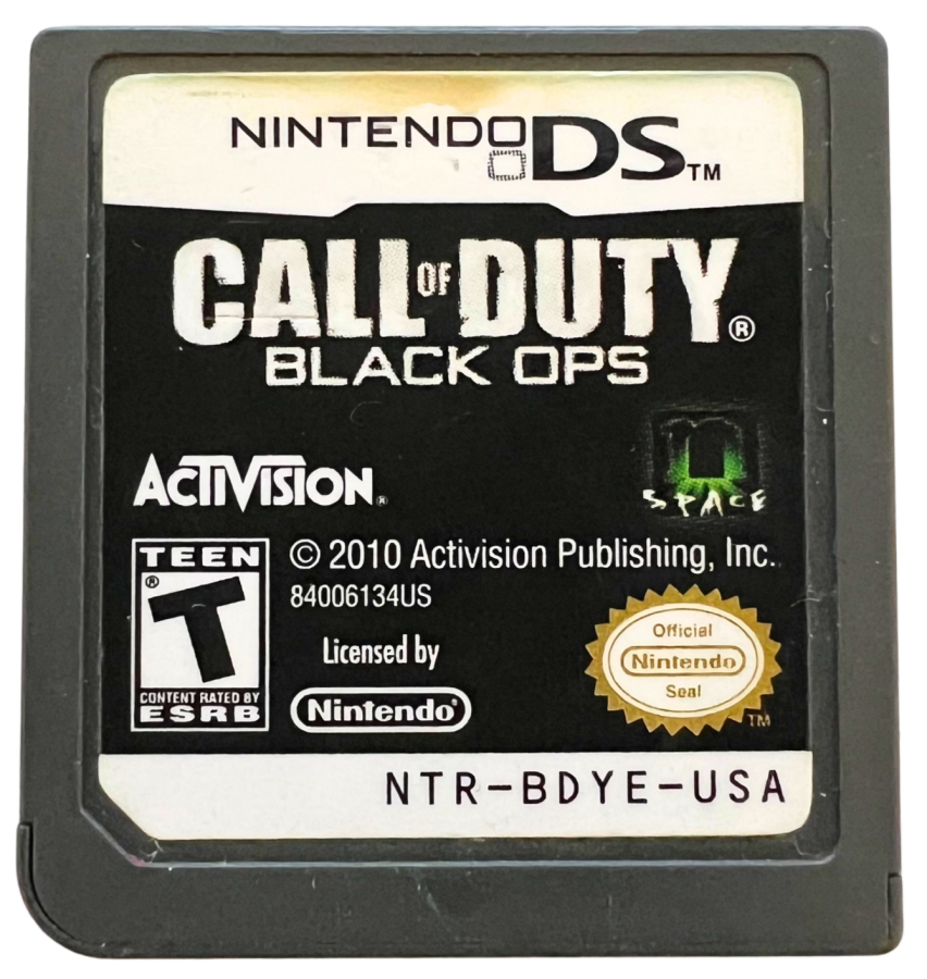 Call of Duty Black Ops for Nintendo DS, cartridge for a first-person shooter video game with military combat, mission-based gameplay, stealth elements, and tactical action