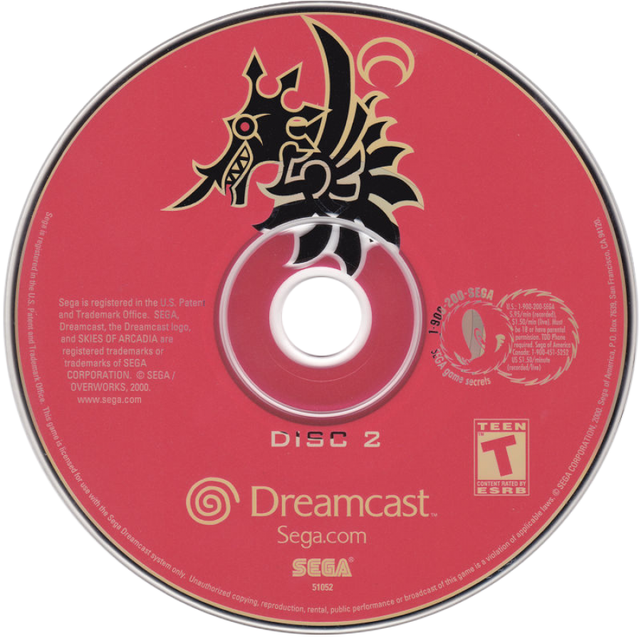Skies of Arcadia Sega Dreamcast retro video game JRPG disc 2