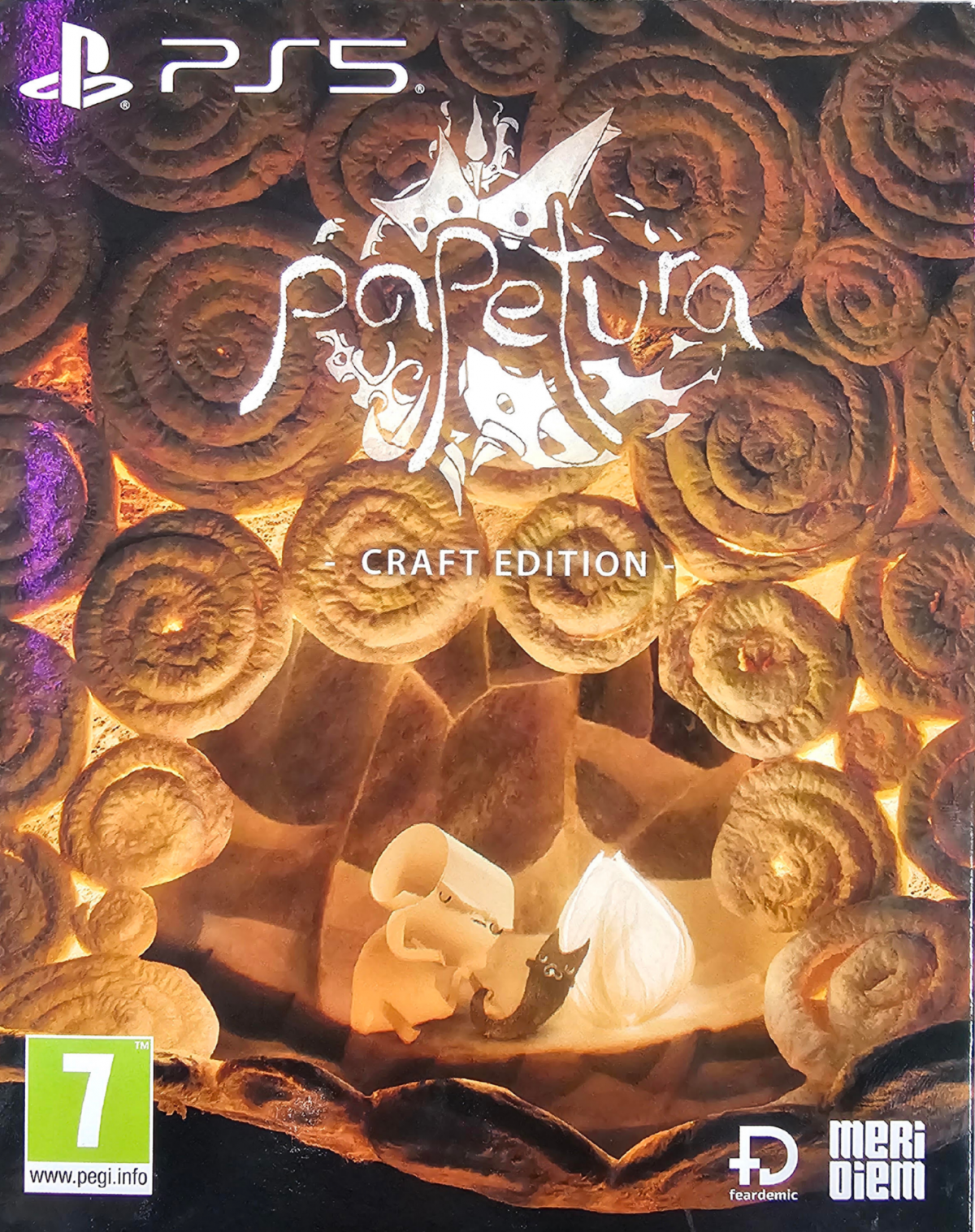 Papetura Craft Edition PAL PlayStation 5 PS5 for atmospheric puzzle adventure video game fans featuring handcrafted paper art environments surreal exploration puzzle solving unique characters dreamlike visuals stop motion inspired animation mysterious storytelling and immersive artistic gameplay collectible gaming appeal front cover art
