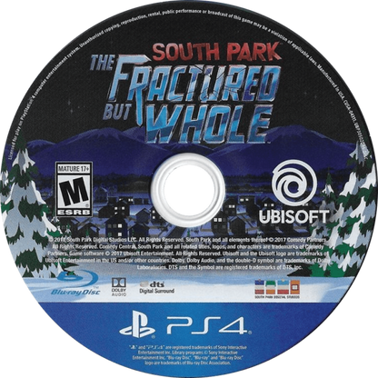 South Park: The Fractured But Whole – PlayStation 4 (PS4) video game disc, turn-based role-playing game.