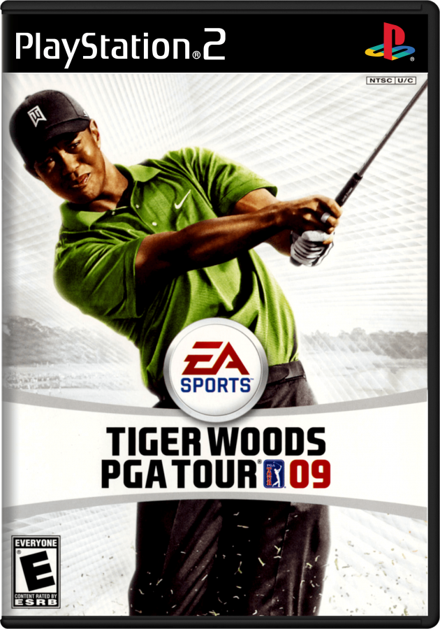 Tiger Woods PGA Tour 09 – PlayStation 2 (PS2) video game cover image, golf sports simulation.