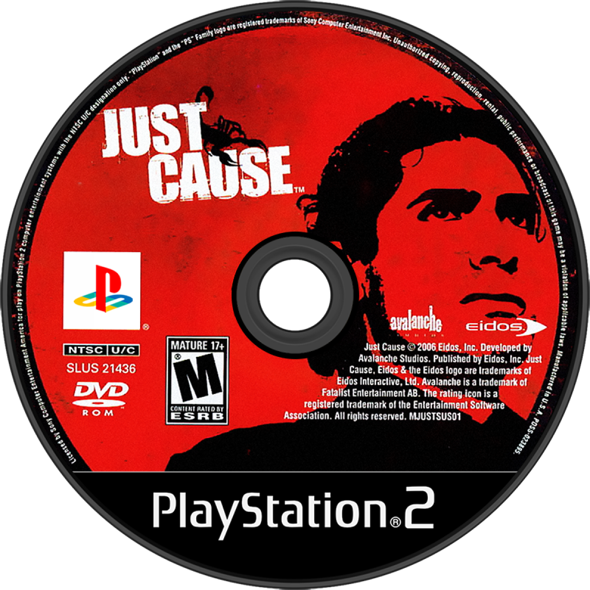 Just Cause disc art for PlayStation 2 (PS2) video game