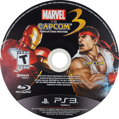 Ultimate Marvel vs. Capcom 3 disc for PlayStation 3 (PS3) video game