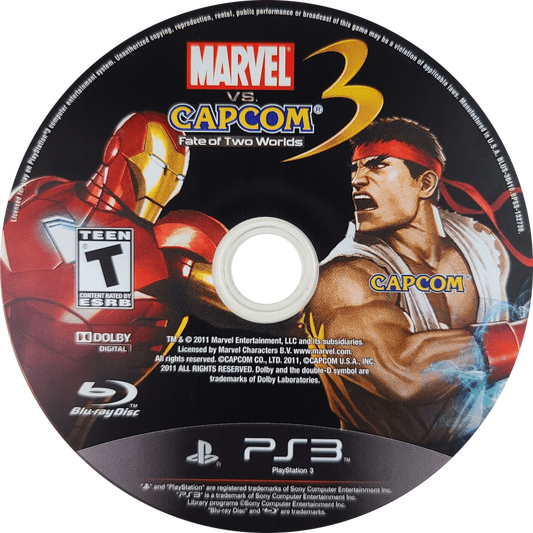 Ultimate Marvel vs. Capcom 3 disc for PlayStation 3 (PS3) video game