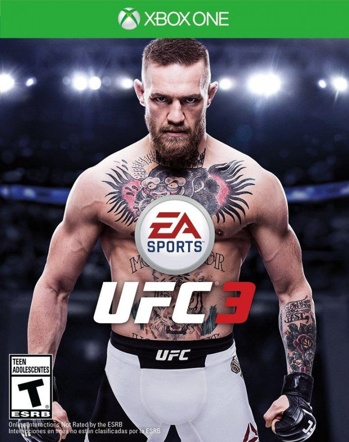 UFC 3 Xbox One for retro video game enthusiasts featuring mixed martial arts fighting gameplay realistic striking and grappling systems career mode progression competitive online multiplayer authentic UFC fighters and collectible gaming appeal front cover 