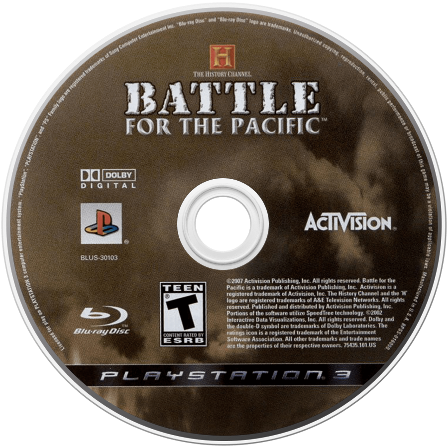 History Channel Battle For the Pacific disc for PlayStation 3 (PS3) video game