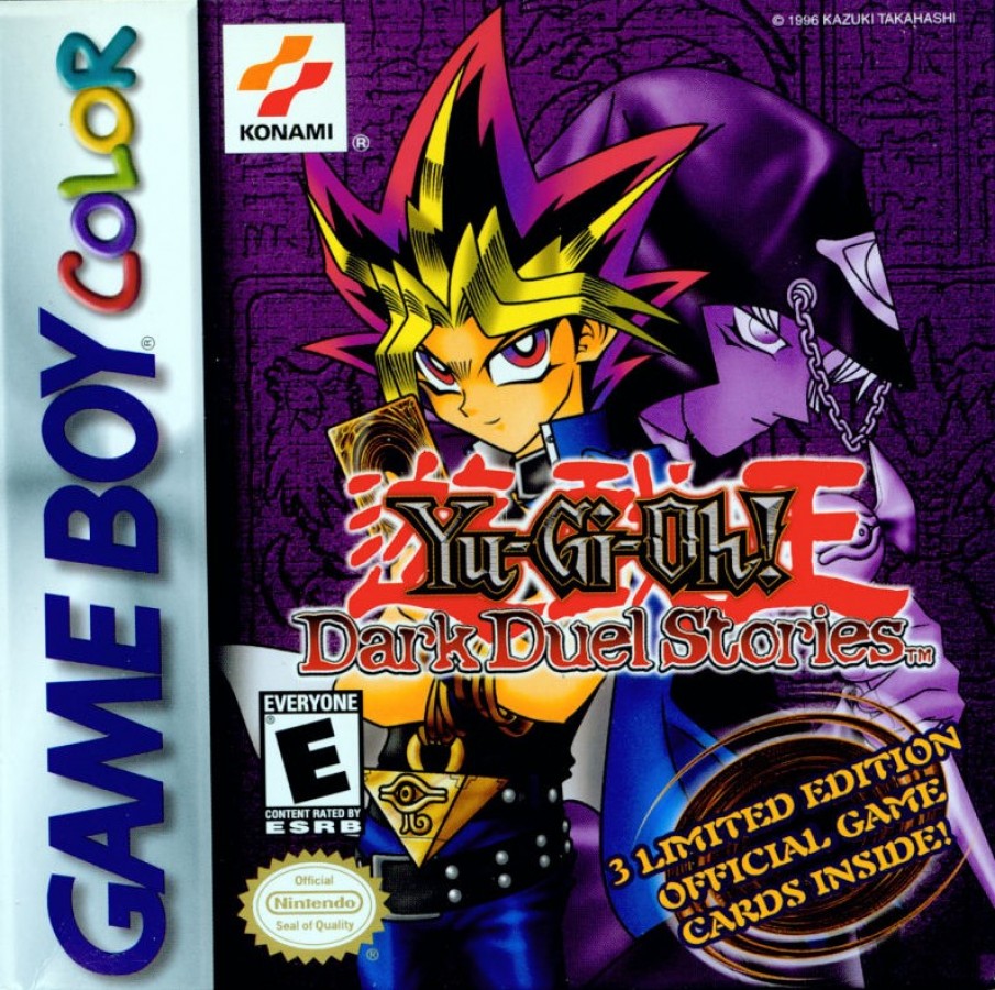Yu-Gi-Oh Dark Duel Stories Game Boy Color GBC cover art for retro video game enthusiasts featuring trading card battle gameplay strategic deck building turn based dueling mechanics anime inspired monster summoning fantasy combat systems and collectible gaming appeal