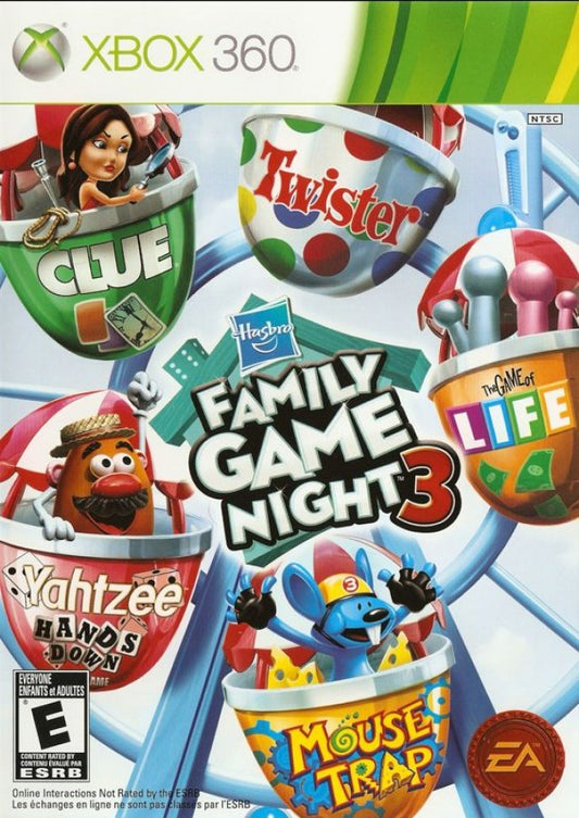 Hasbro Family Game Night 3 cover art for Xbox 360 (X360) family party board game compilation video game