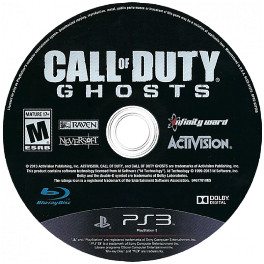 Call of Duty: Ghosts discs for PlayStation 3 (PS3) video game