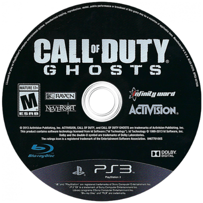Call of Duty: Ghosts discs for PlayStation 3 (PS3) video game