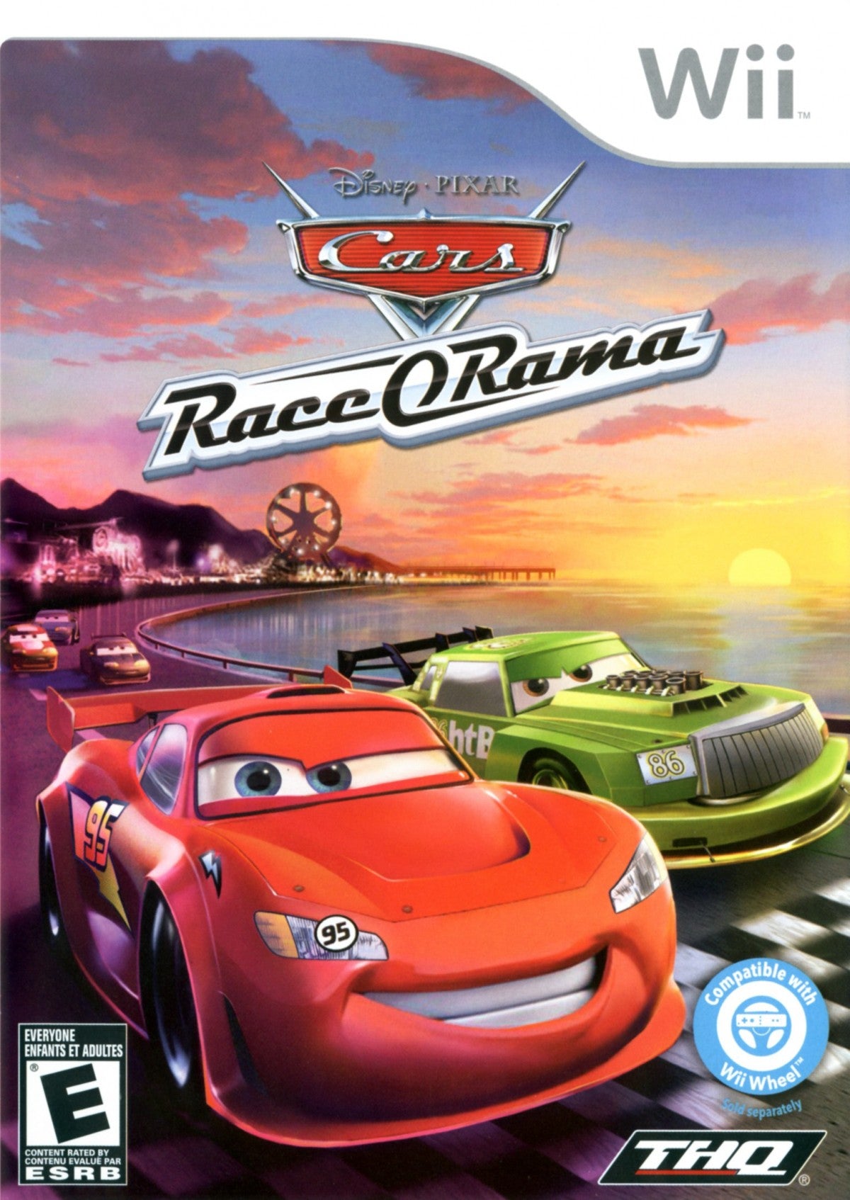 Disney Pixar Cars Race O Rama Nintendo Wii video game featuring fast paced racing gameplay iconic Cars movie characters multiplayer tracks stunts and family friendly interactive racing fun front cover
