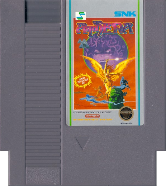 Athena 5 Screw Complete in Box CIB Nintendo Entertainment System NES for retro video game enthusiasts featuring classic action platforming gameplay fantasy adventure weapon and armor upgrades challenging enemies magical worlds rare 5 screw edition complete in box collectible gaming appeal cartridge