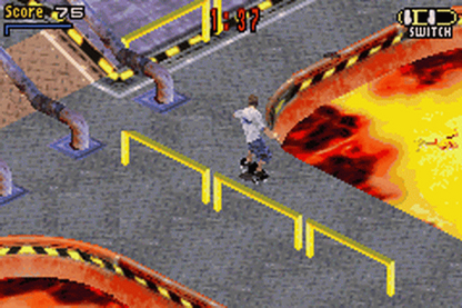 Tony Hawk's Pro Skater 3 game for the Game Boy Advance featuring skateboarding gameplay with an isometric perspective trick combos career mode objectives multiple skaters and level based challenges adapted from the console version gameplay