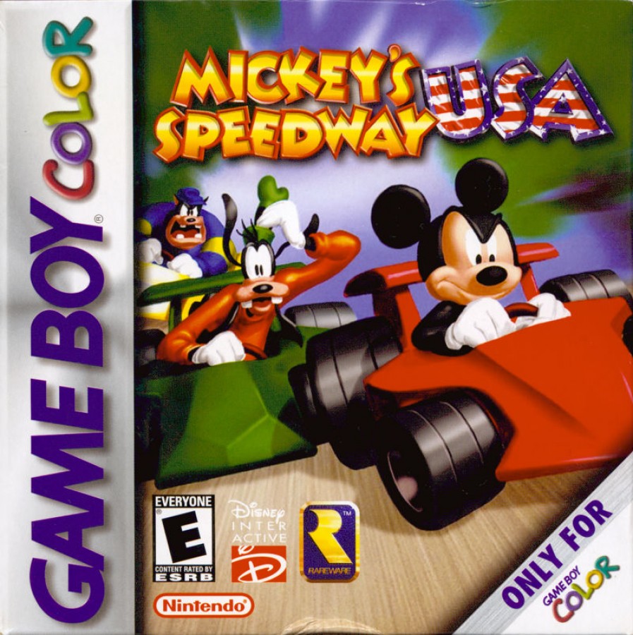 Game Boy Color Mickey’s Speedway USA racing game cover art 