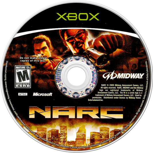 NARC for Xbox (Xbox), disc action shooter video game.