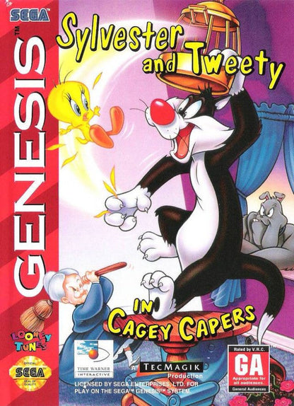 Sylvester and Tweety in Cagey Capers cover art for Sega Genesis (GEN) video game
