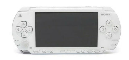 Japanese PSP 1000 White inspired design featuring classic handheld gaming console aesthetic sleek white finish portable PlayStation entertainment system widescreen display iconic Sony hardware multimedia capabilities and gaming nostalgia presentation front
