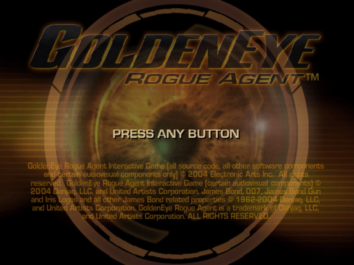 GoldenEye Rogue Agent PS2 PlayStation 2 first person shooter spy action game James Bond inspired tactical combat multiplayer mode retro video game title screen